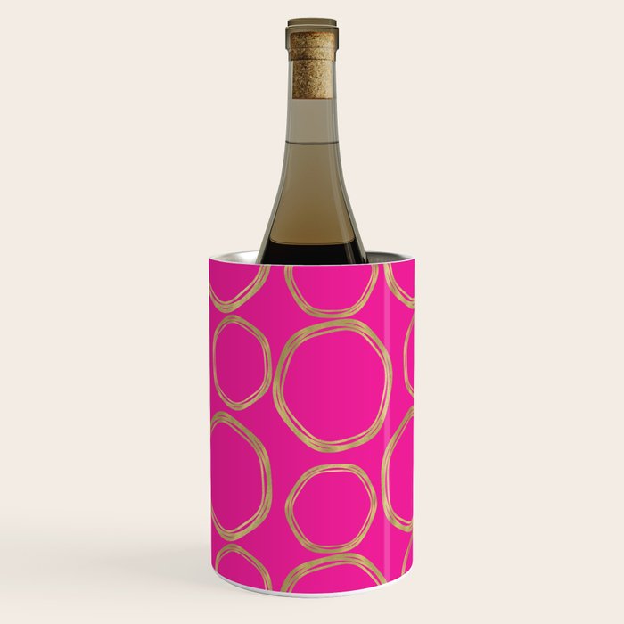 Hot Pink & Gold Circles Wine Chiller Gallery Image 3
