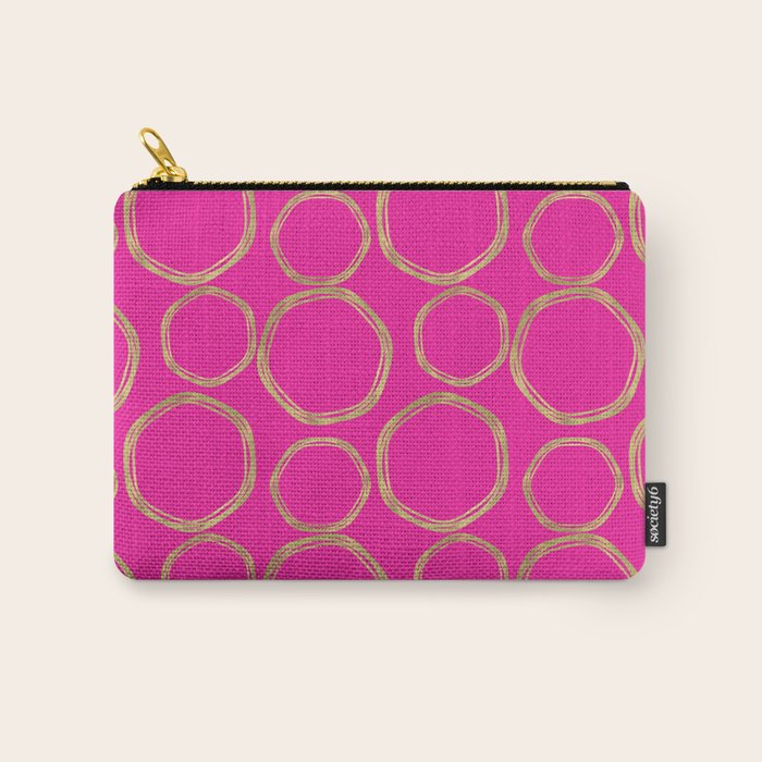 Hot Pink & Gold Circles Carry All Pouch Gallery Image 1