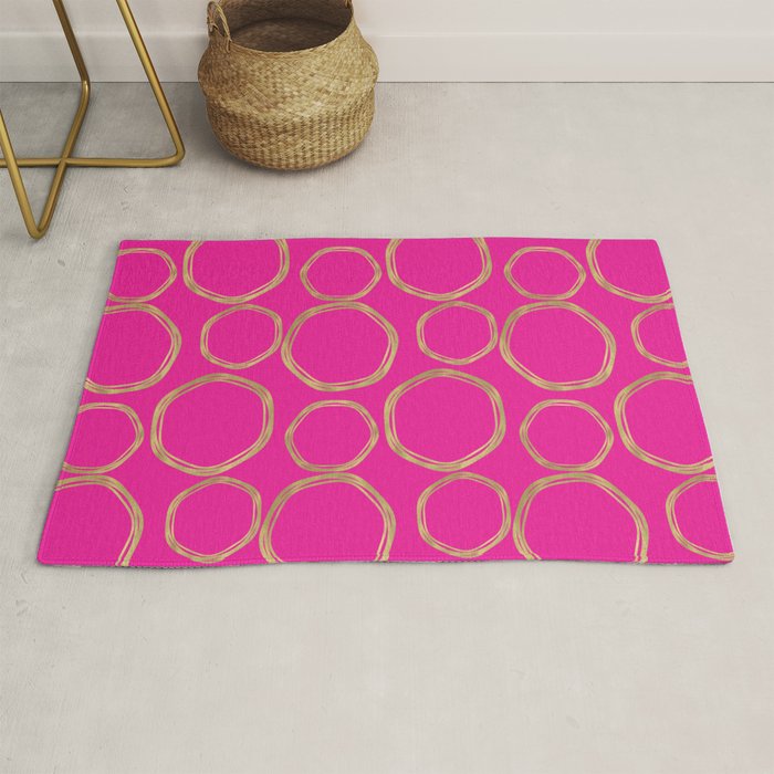 Hot Pink & Gold Circles Rug Gallery Image 1