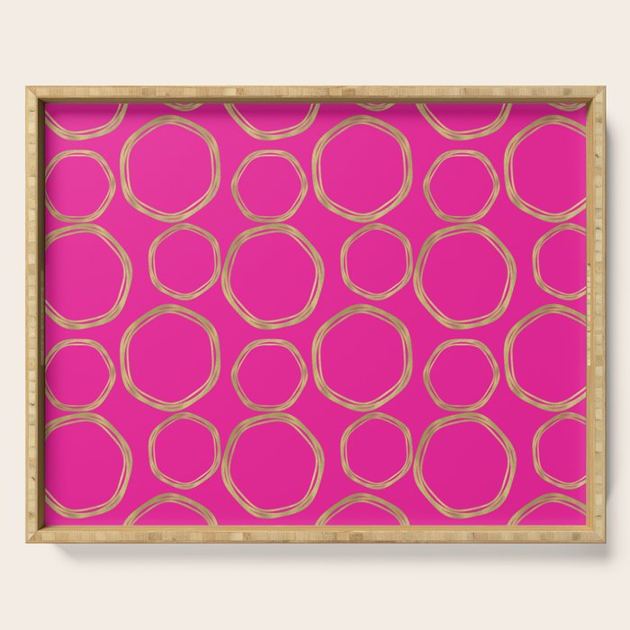Hot Pink & Gold Circles Serving Tray
