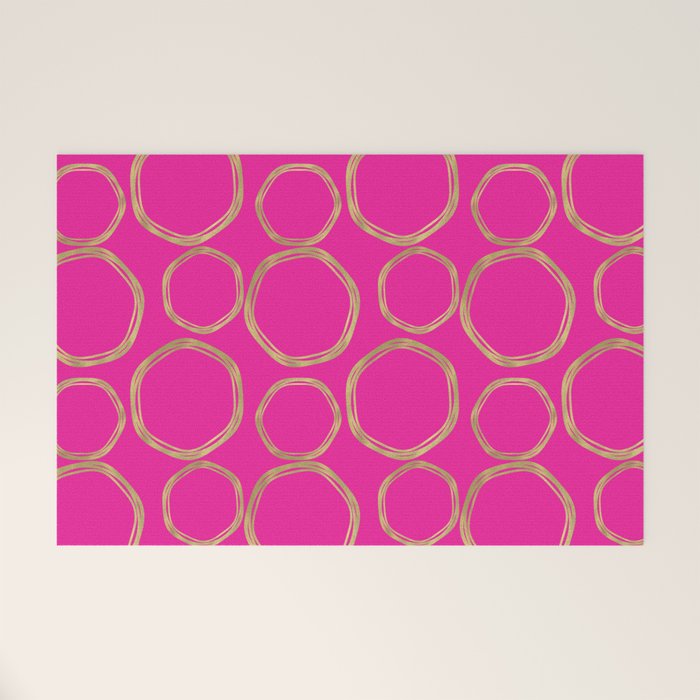 Hot Pink & Gold Circles Welcome Mat Gallery Image 1