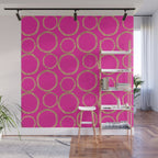 Hot Pink & Gold Circles Wall Mural Gallery Image 1