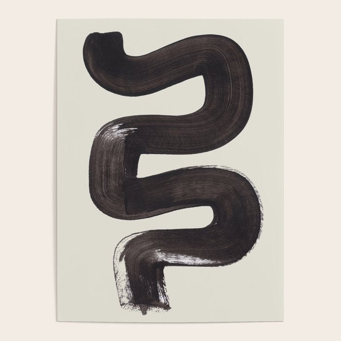 Black & White Minimalist Abstract Shapes Patterns Black Ink Painting Poster Gallery Image 1