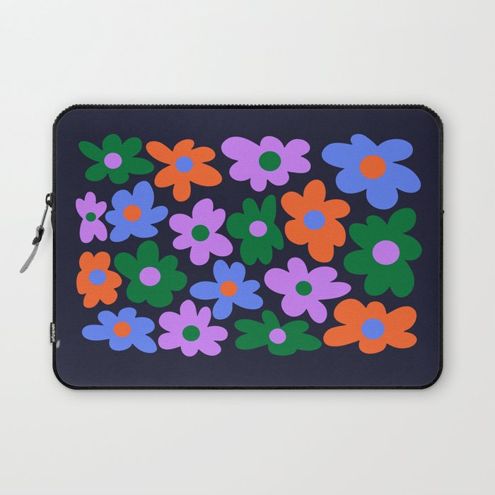 Retro Flowers: Midnight Black Edition Laptop Sleeve Gallery Image 1