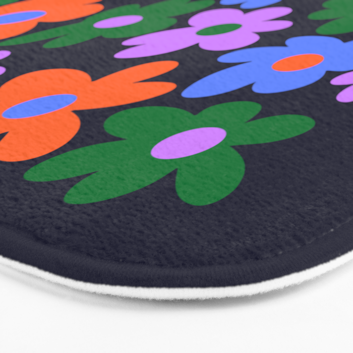 Retro Flowers: Midnight Black Edition Bath Mat Gallery Image 3