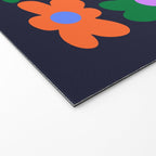 Retro Flowers: Midnight Black Edition Welcome Mat Gallery Image 2
