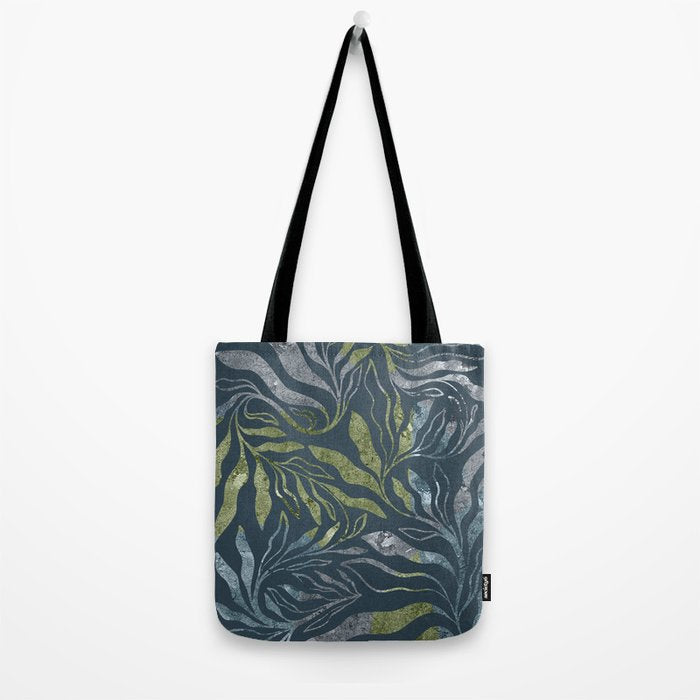 Endless Dark Leaf Illustration 1.1 Celestial Blue-Green Tote Bag Gallery Image 2