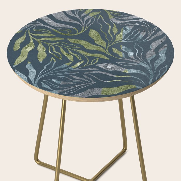 Endless Dark Leaf Illustration 1.1 Celestial Blue-Green Side Table Gallery Image 2