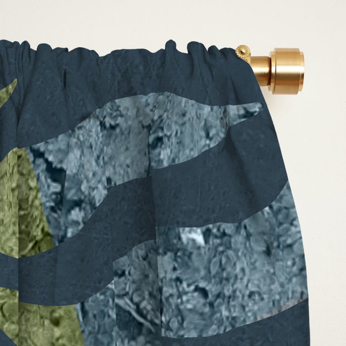Endless Dark Leaf Illustration 1.1 Celestial Blue-Green Window Curtain Gallery Image 2