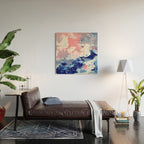 Ejaaz Haniff Abstract Acrylic Palette Knife Painting Blue Pink: 'Summer Storm' Wood Wall Art Gallery Image 2