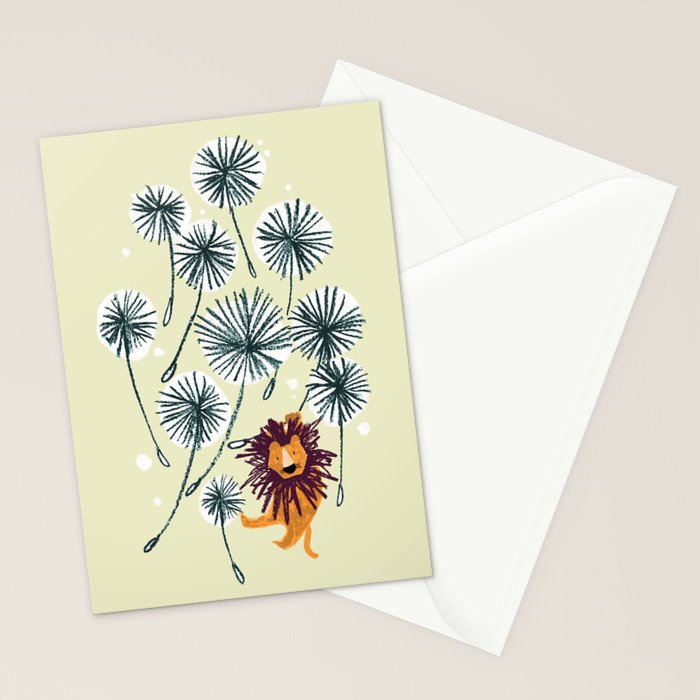 Lion on dandelion Stationery Card Gallery Image 2