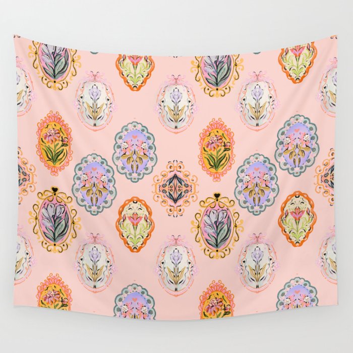 Enchanting Victorian Floral Frame: A Burst of Color and Elegance Wall Tapestry Gallery Image 1