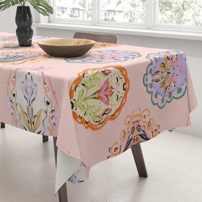 Enchanting Victorian Floral Frame: A Burst of Color and Elegance Tablecloth Gallery Image 3