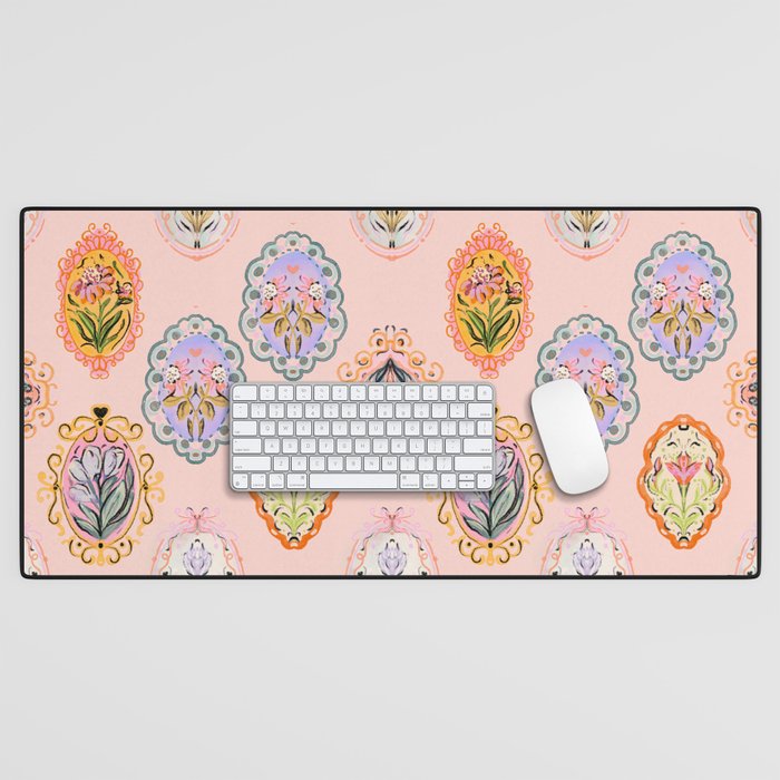 Enchanting Victorian Floral Frame: A Burst of Color and Elegance Desk Mat Gallery Image 1