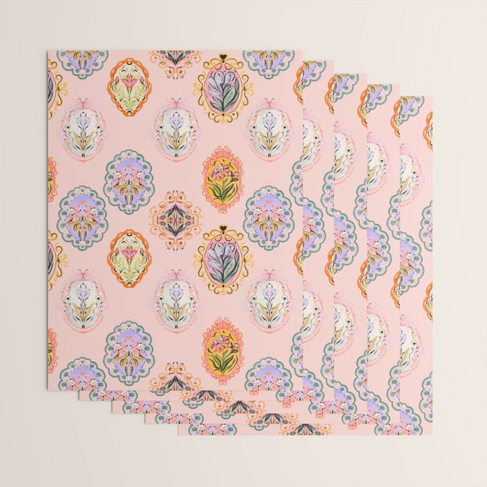 Enchanting Victorian Floral Frame: A Burst of Color and Elegance Wrapping Paper Gallery Image 3