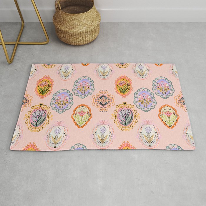 Enchanting Victorian Floral Frame: A Burst of Color and Elegance Rug Gallery Image 1