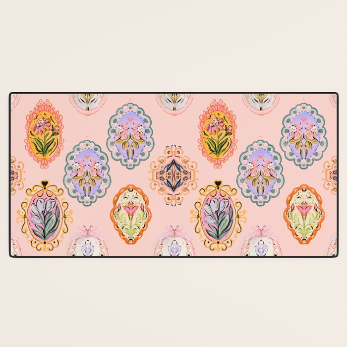 Enchanting Victorian Floral Frame: A Burst of Color and Elegance Desk Mat Gallery Image 3