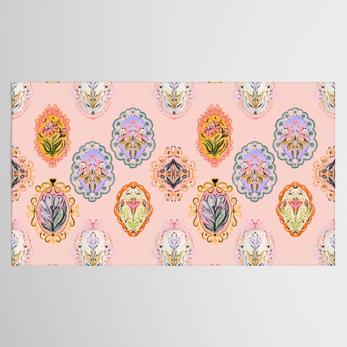 Enchanting Victorian Floral Frame: A Burst of Color and Elegance Tablecloth Gallery Image 2