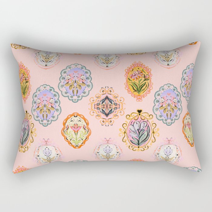 Enchanting Victorian Floral Frame: A Burst of Color and Elegance Rectangular Pillow Gallery Image 2