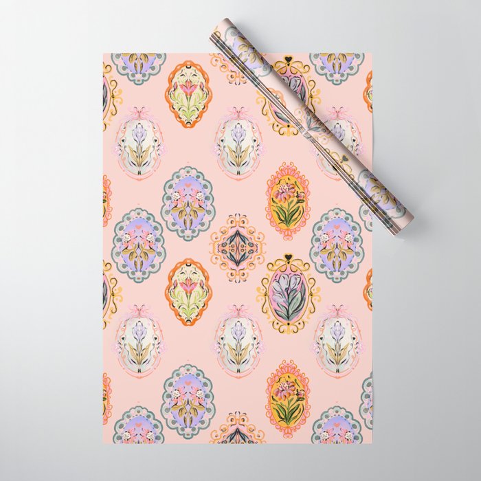 Enchanting Victorian Floral Frame: A Burst of Color and Elegance Wrapping Paper Gallery Image 1