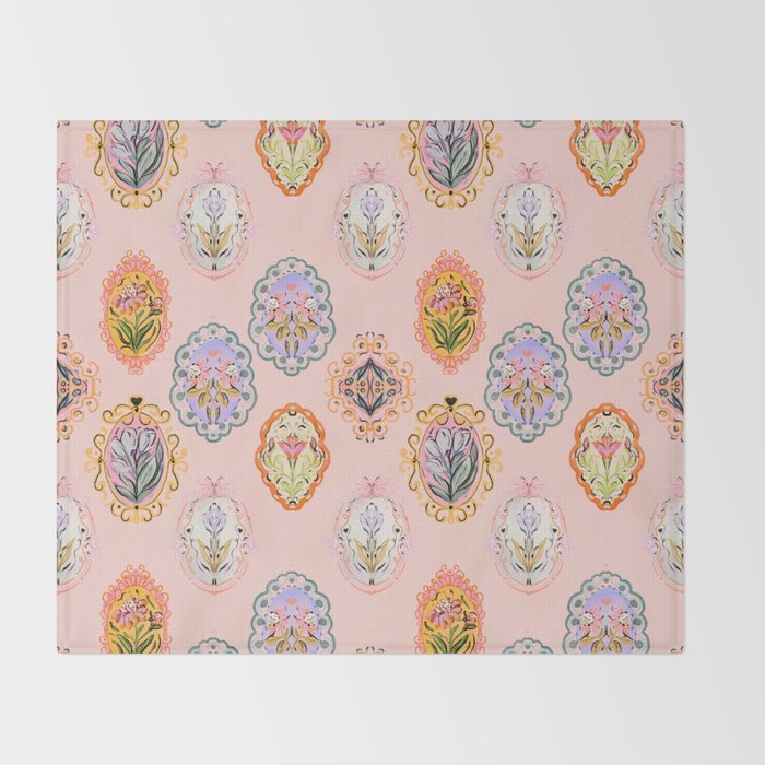 Enchanting Victorian Floral Frame: A Burst of Color and Elegance Throw Blanket Gallery Image 2