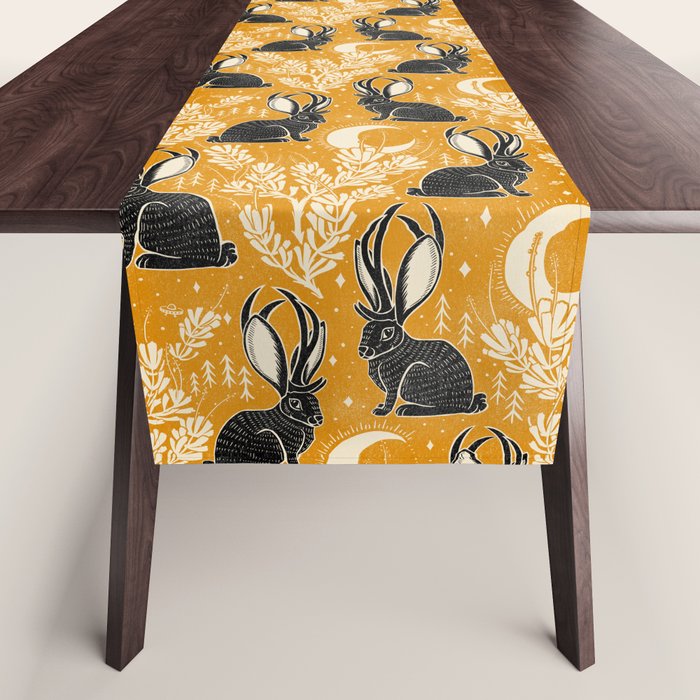 Jackalope - marigold and black  Table Runner Gallery Image 1