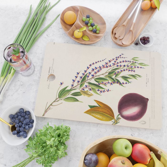 Plum from "Flore dâAmÃ©rique" by Ãtienne Denisse, 1840s Cutting Board Gallery Image 2