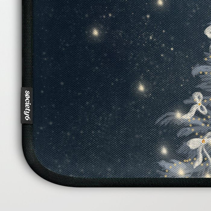 Elegant Starry Night Christmas Tree with Angelic Bows Laptop Sleeve Gallery Image 3