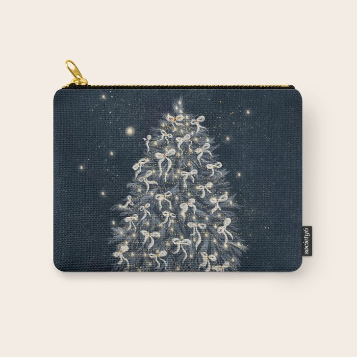 Elegant Starry Night Christmas Tree with Angelic Bows Carry All Pouch Gallery Image 1