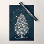 Elegant Starry Night Christmas Tree with Angelic Bows Wrapping Paper Gallery Image 1