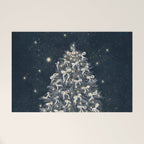 Elegant Starry Night Christmas Tree with Angelic Bows Welcome Mat Gallery Image 1