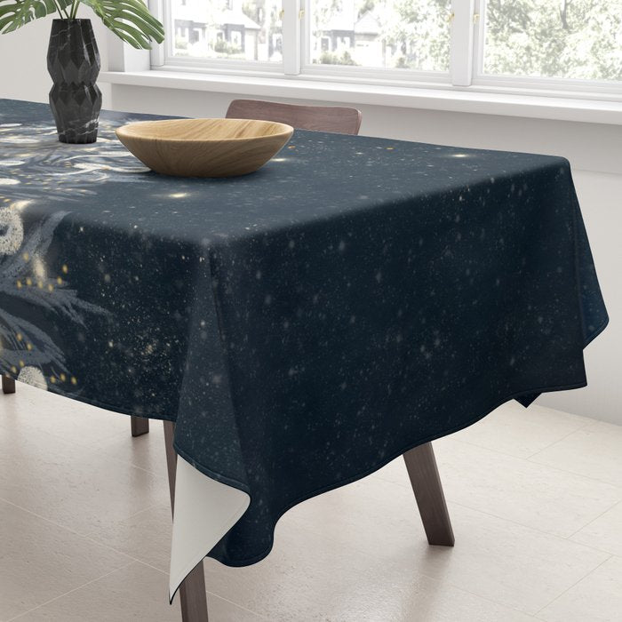 Elegant Starry Night Christmas Tree with Angelic Bows Tablecloth Gallery Image 3