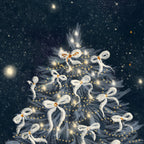 Elegant Starry Night Christmas Tree with Angelic Bows Coffee Mug Gallery Image 2