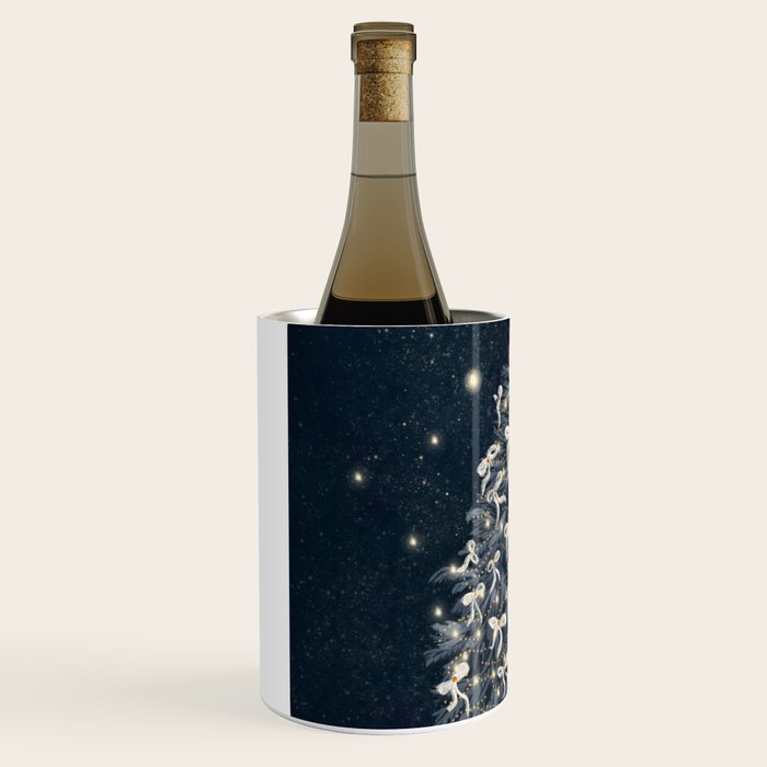 Elegant Starry Night Christmas Tree with Angelic Bows Wine Chiller Gallery Image 2