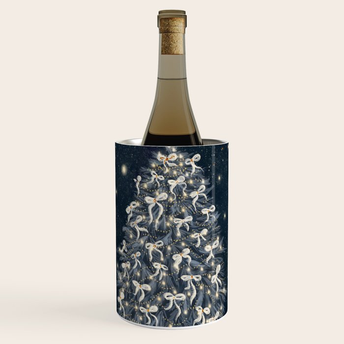 Elegant Starry Night Christmas Tree with Angelic Bows Wine Chiller Gallery Image 1