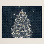 Elegant Starry Night Christmas Tree with Angelic Bows Jigsaw Puzzle Gallery Image 1