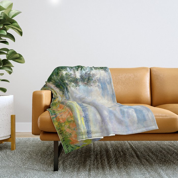 Poppy Fields near Argenteuil by Claude Monet Throw Blanket Gallery Image 1