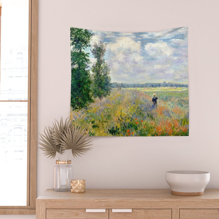 Poppy Fields near Argenteuil by Claude Monet Wall Tapestry Gallery Image 2