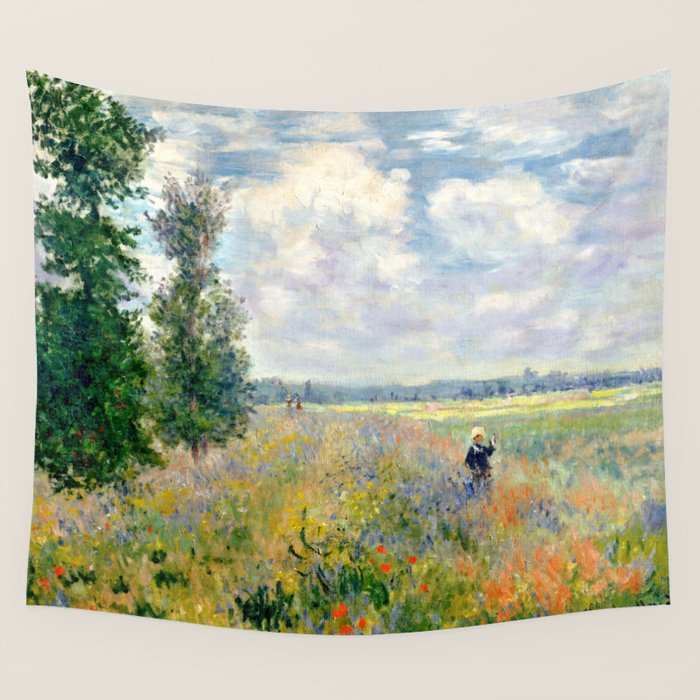 Poppy Fields near Argenteuil by Claude Monet Wall Tapestry Gallery Image 4