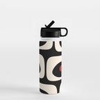 Retro Piquet Mid Century Modern Abstract Pattern in Black, Red, and Almond Cream Water Bottle Gallery Image 1