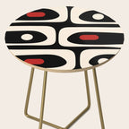 Retro Piquet Mid Century Modern Abstract Pattern in Black, Red, and Almond Cream Side Table Gallery Image 2
