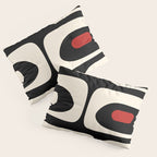 Retro Piquet Mid Century Modern Abstract Pattern in Black, Red, and Almond Cream Pillow Sham Gallery Image 3