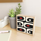 Retro Piquet Mid Century Modern Abstract Pattern in Black, Red, and Almond Cream Mini Art Print Gallery Image 2