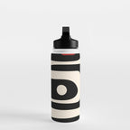 Retro Piquet Mid Century Modern Abstract Pattern in Black, Red, and Almond Cream Water Bottle Gallery Image 3