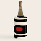 Retro Piquet Mid Century Modern Abstract Pattern in Black, Red, and Almond Cream Wine Chiller Gallery Image 3