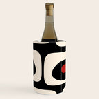 Retro Piquet Mid Century Modern Abstract Pattern in Black, Red, and Almond Cream Wine Chiller Gallery Image 1