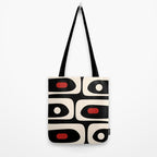 Retro Piquet Mid Century Modern Abstract Pattern in Black, Red, and Almond Cream Tote Bag Gallery Image 2