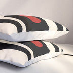 Retro Piquet Mid Century Modern Abstract Pattern in Black, Red, and Almond Cream Pillow Sham Gallery Image 3