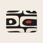 Retro Piquet Mid Century Modern Abstract Pattern in Black, Red, and Almond Cream Bath Mat Gallery Image 1