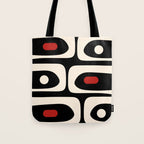 Retro Piquet Mid Century Modern Abstract Pattern in Black, Red, and Almond Cream Tote Bag Gallery Image 1